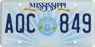 MS license plate AQC849