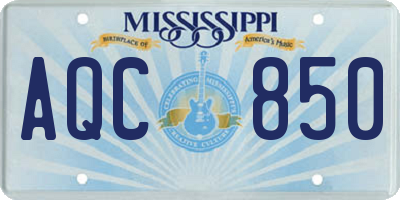 MS license plate AQC850