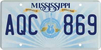 MS license plate AQC869
