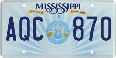 MS license plate AQC870