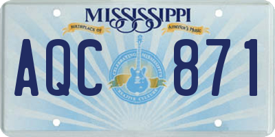 MS license plate AQC871