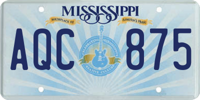 MS license plate AQC875