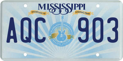 MS license plate AQC903