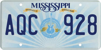 MS license plate AQC928