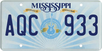 MS license plate AQC933