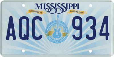 MS license plate AQC934