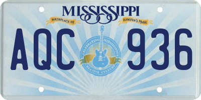 MS license plate AQC936