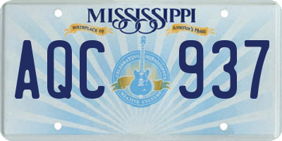 MS license plate AQC937