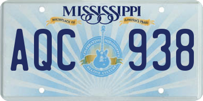 MS license plate AQC938