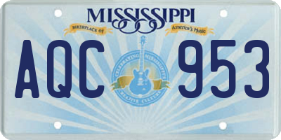 MS license plate AQC953
