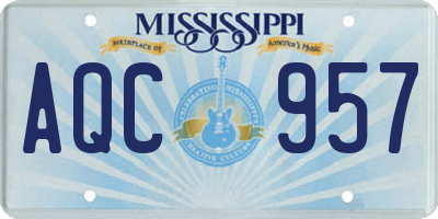 MS license plate AQC957