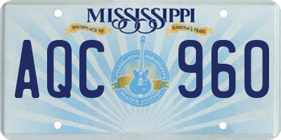 MS license plate AQC960