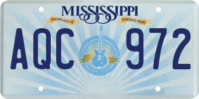 MS license plate AQC972