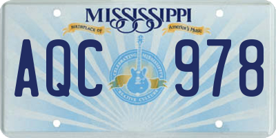 MS license plate AQC978