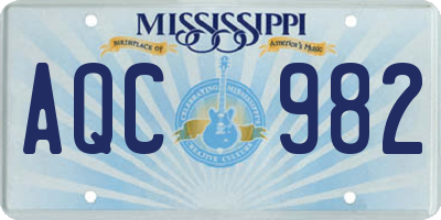 MS license plate AQC982