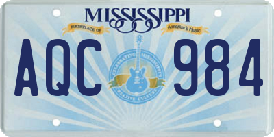 MS license plate AQC984