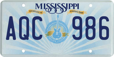 MS license plate AQC986