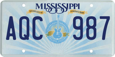 MS license plate AQC987
