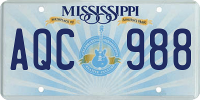 MS license plate AQC988