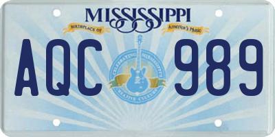 MS license plate AQC989