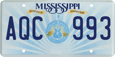 MS license plate AQC993