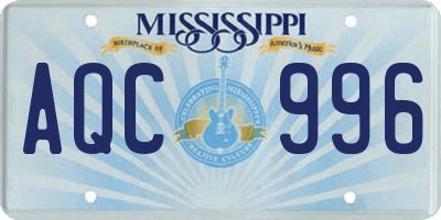 MS license plate AQC996