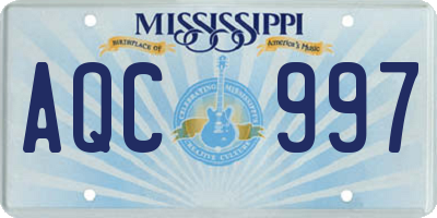MS license plate AQC997