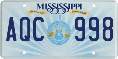 MS license plate AQC998