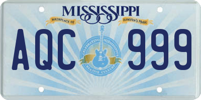 MS license plate AQC999