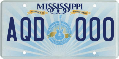 MS license plate AQD000