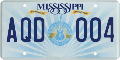 MS license plate AQD004