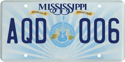 MS license plate AQD006