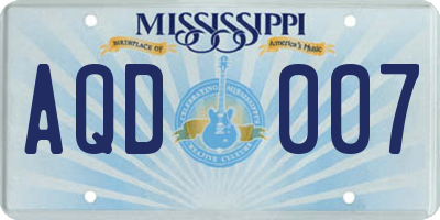 MS license plate AQD007