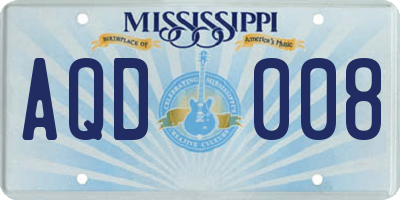 MS license plate AQD008