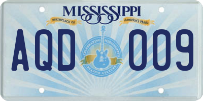MS license plate AQD009