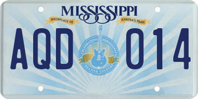 MS license plate AQD014