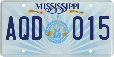 MS license plate AQD015