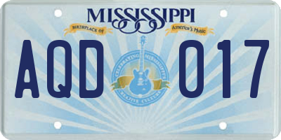 MS license plate AQD017