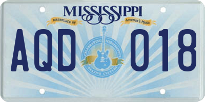 MS license plate AQD018