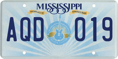 MS license plate AQD019