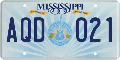 MS license plate AQD021