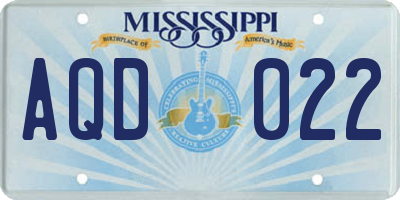 MS license plate AQD022