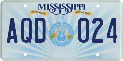 MS license plate AQD024