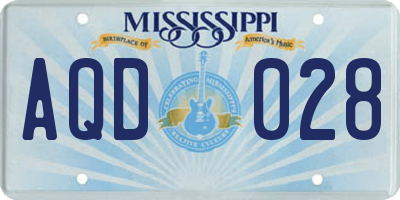 MS license plate AQD028