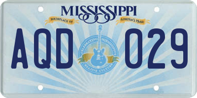 MS license plate AQD029