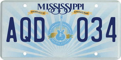MS license plate AQD034