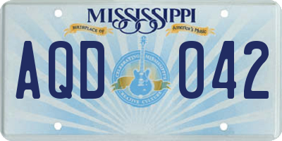 MS license plate AQD042