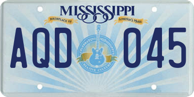 MS license plate AQD045