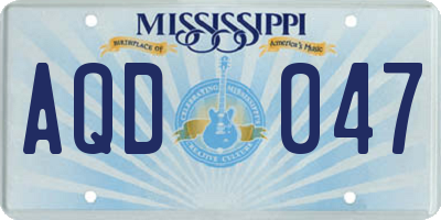 MS license plate AQD047