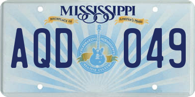 MS license plate AQD049